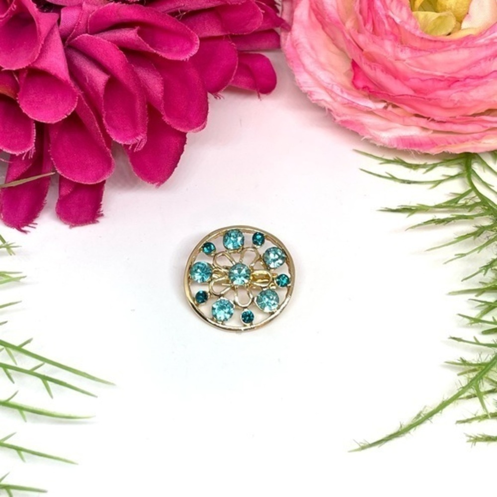 NEW⚜️Teal Crystal Cluster Embellished Brooch
